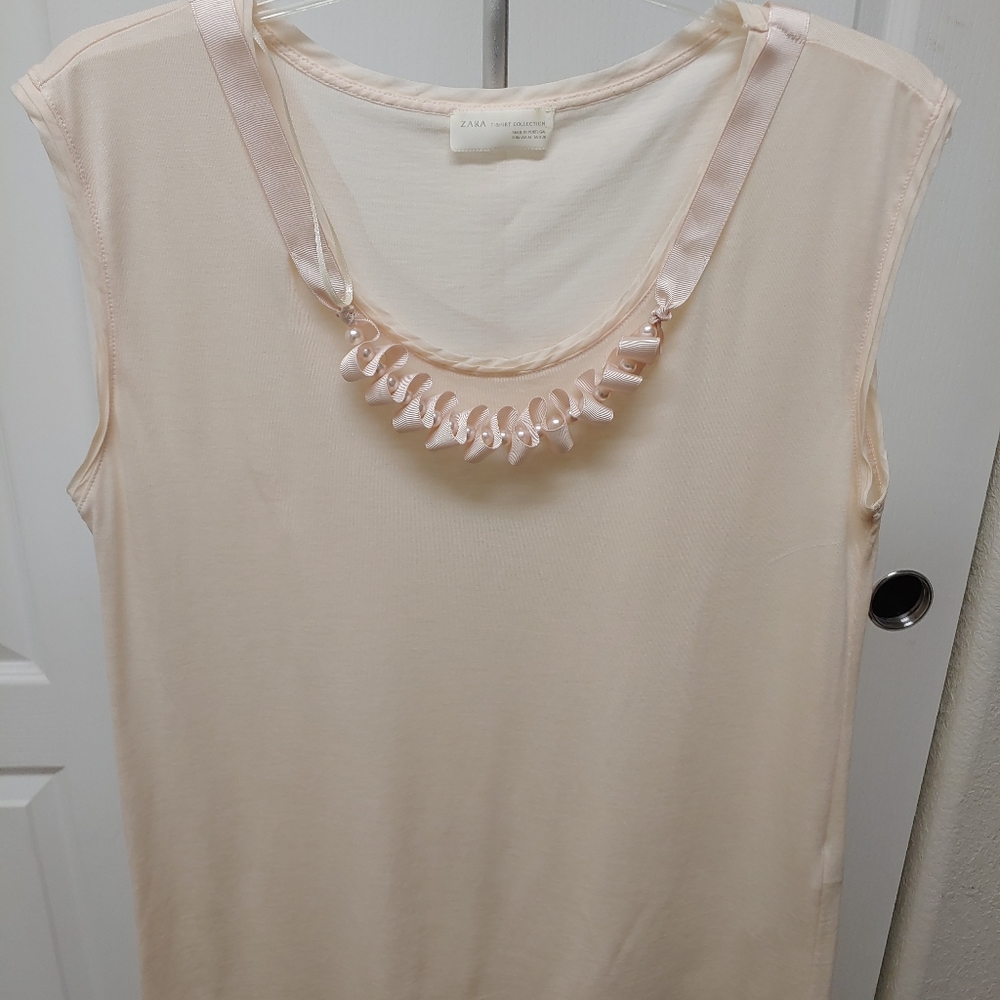 Zara womens pale pink sleeveless top Medium